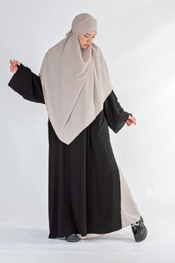 Yırtmaçlı Siyah Renk Abaya Takım