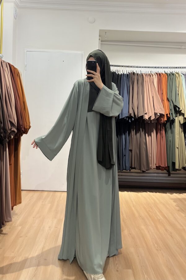 Jileli Mint Yeşili Abaya Takım